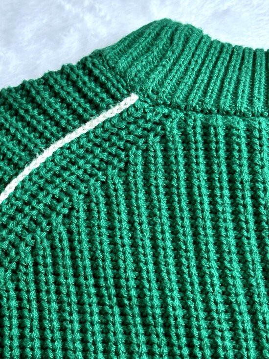 Everlane Womens Organic Cotton Chunky Knit Sweater Green Small Cropped Minimalis - Picture 9 of 12